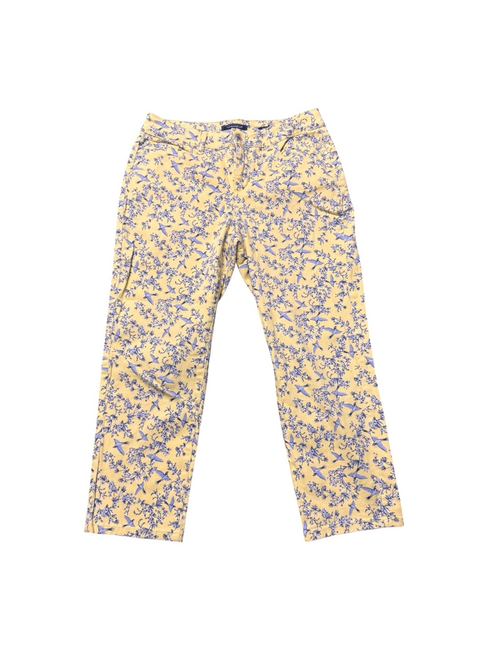 Charter Club Bristol Capri Pants Women’s Size 6 Yellow Blue Bird Floral Print